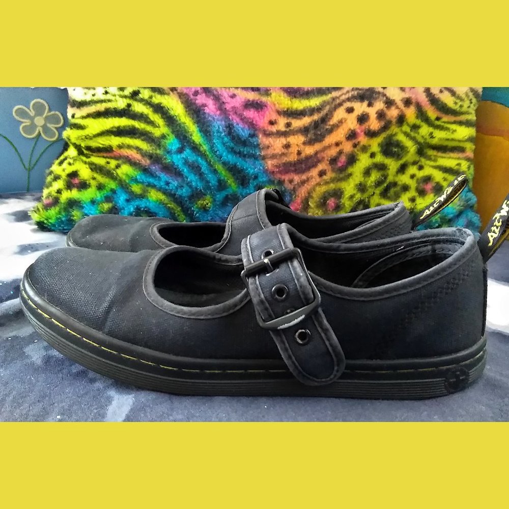 Dr. Martens Black Canvas Mary Jane Shoes